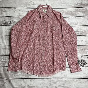Vintage Dickson Jenkins Pearl Snap Long‎ Sleeve Shirt Size 16.5/36 Floral Red